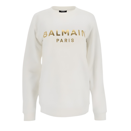 Sudadera Balmain Logo White/Gold