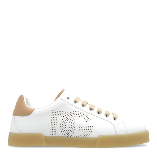 Dolce & Gabbana Portofino DG Perfored White Cream Leather
